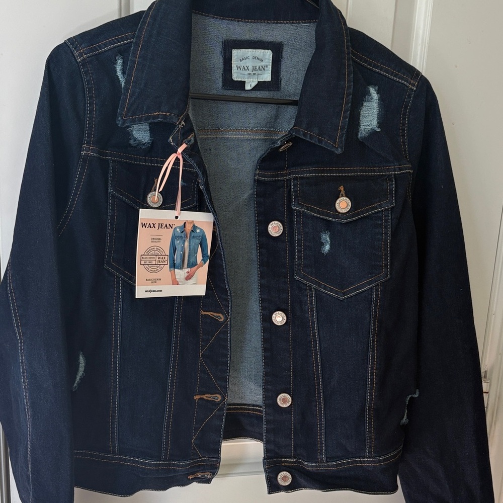 Wax Jean Midnight Blue Distressed Jacket